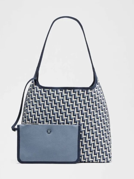 lululemon athletica Handbags - Lululemon Monogram Knit Shoulder Bag with Removable Pouch, navy/blue/white, NEW